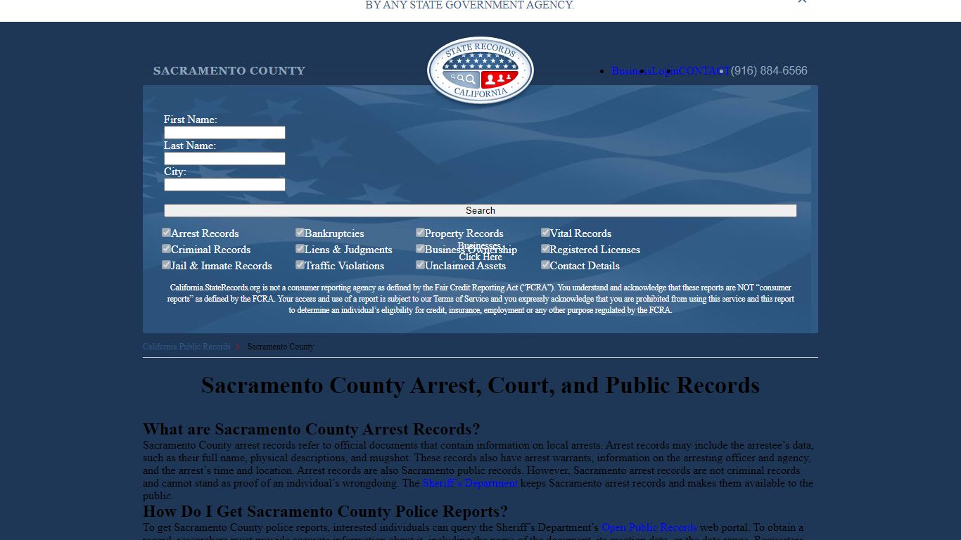 Sacramento County Arrest, Court, and Public Records